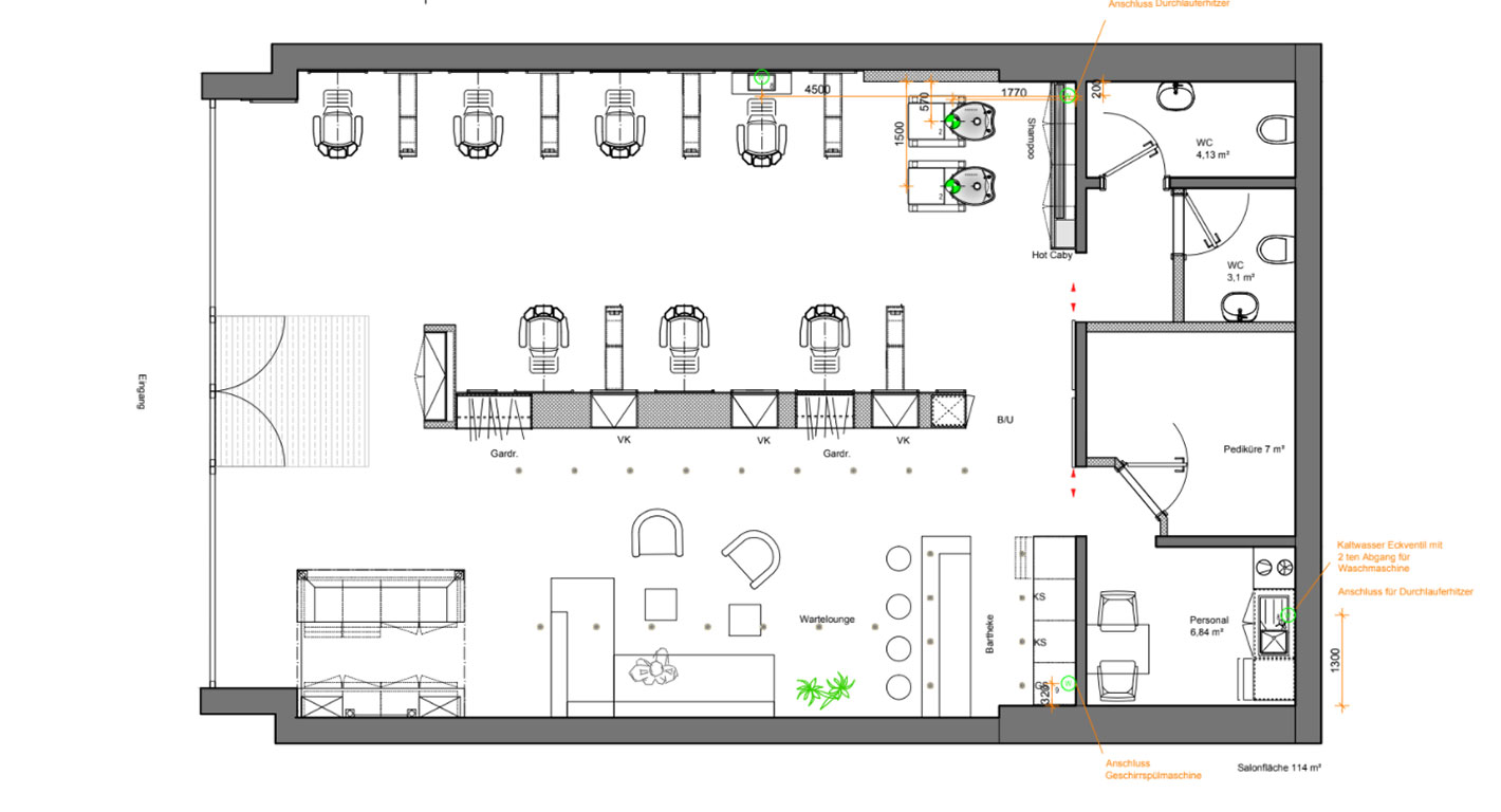 plan-saloneinrichtung Friseureinrichtung Plan